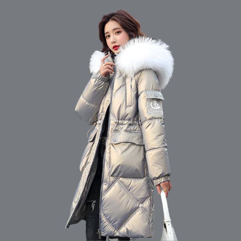 Warm and Stylish All Winter Long Women’s Hooded Fur Collar Parka Jacket - JVMCL