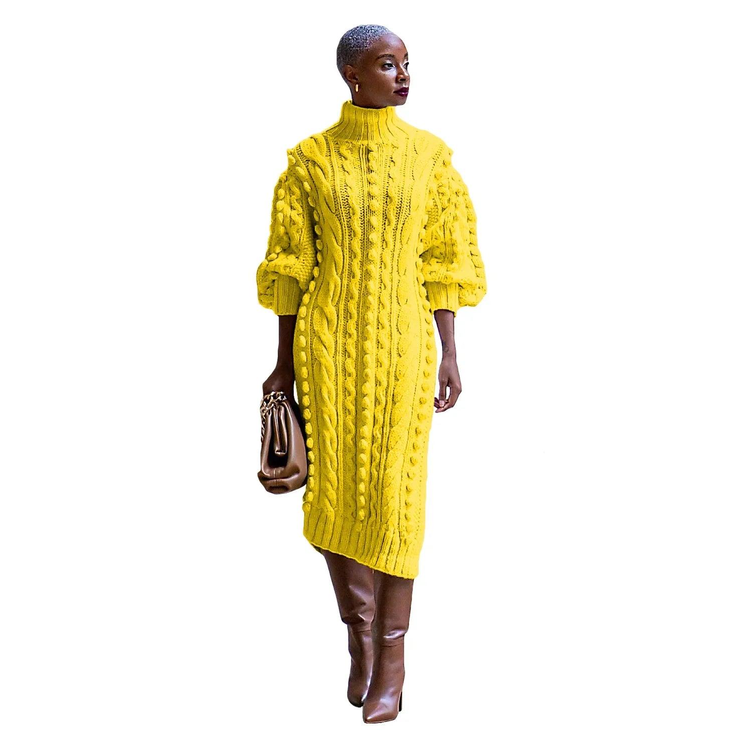 Women Autumn Winter African Knit Dashiki Maxi Dress Collection - JVMCL