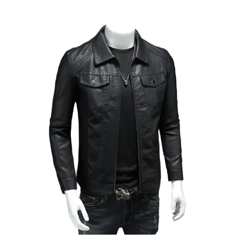 Comfort Ride : Durable Padded Velvet Lining Slim-Fit Leather Motorcycle Jacket - JVMCL