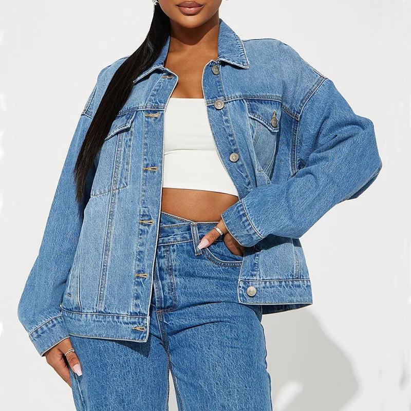 Fashionable Single Breasted Turn-Down Collar Casual Denim Jacket Coat - JVMCL