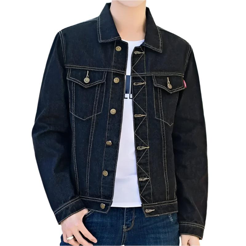 Men's Slim Fit Denim Jacket – Vintage Blue Casual Jeans Coat for Autumn & Winter - JVMCL