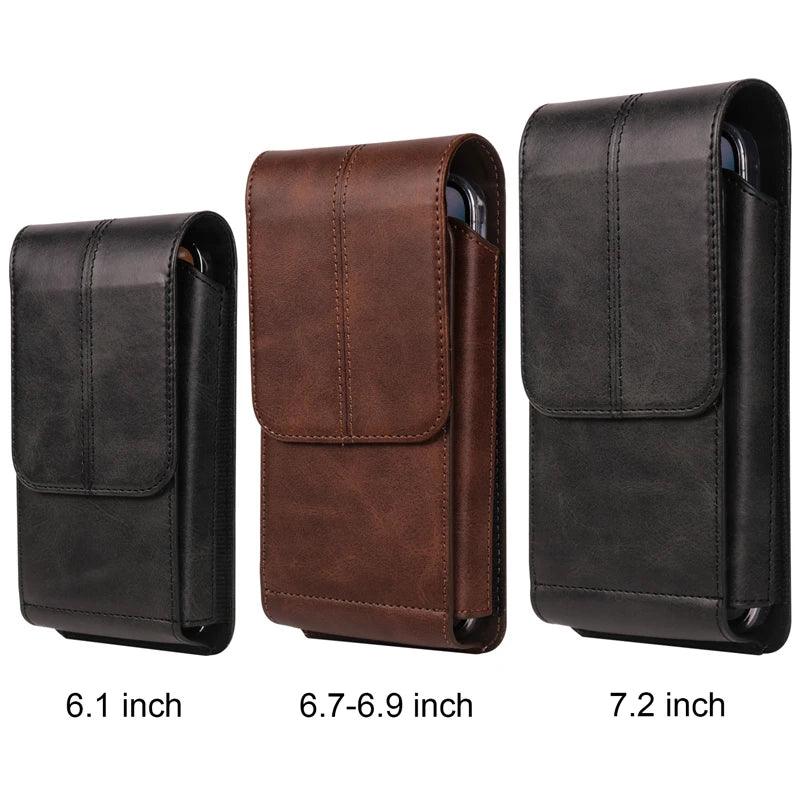 Leather Belt Case – Mobile Phone Waist Bag for iPhone 16, 15, 14, 13, 12 Series