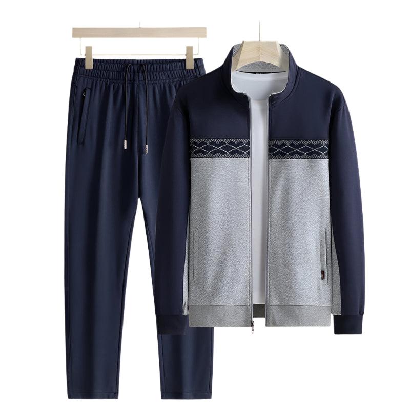 Men's Windproof Outdoor Sports Tracksuit Set - Big Size Sweatpants and Jacket - JVMCL