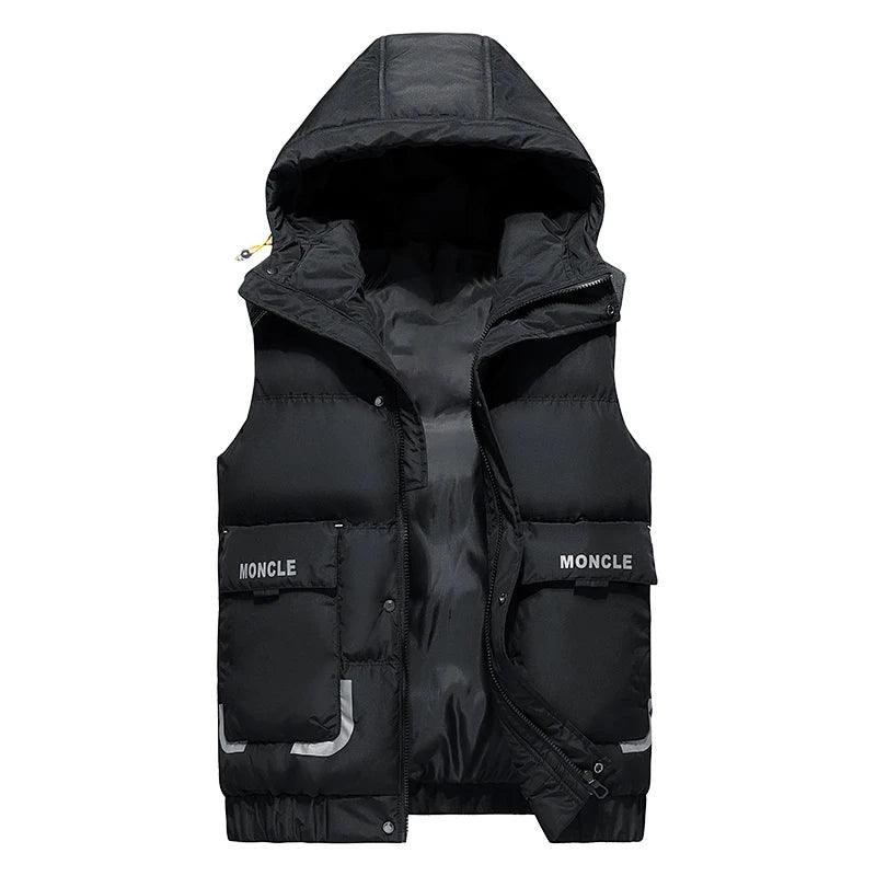 Men's Stylish Warmth Sleeveless Hooded Vest Jacket for Autumn and Winter - JVMCL