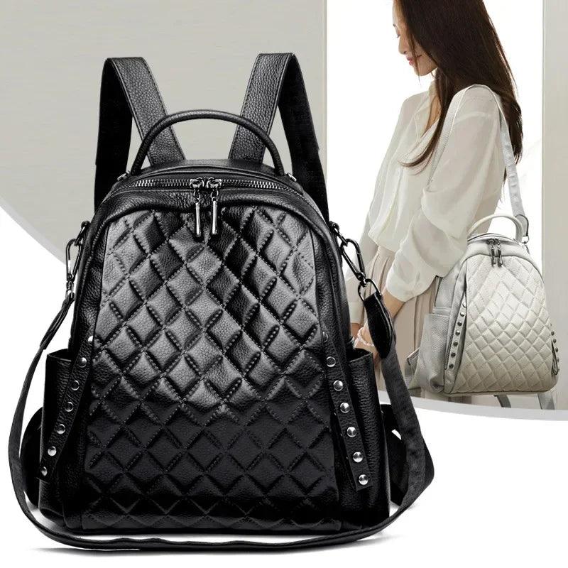 Luxury Genuine Leather Women's Backpack – Stylish & Spacious Casual Student Bag - JVMCL