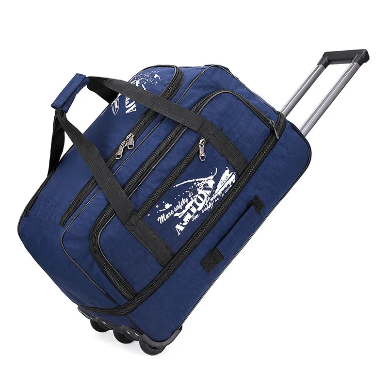 Large Capacity Trolley Bag with Wheels – Durable Oxford Rolling Luggage for Travel - JVMCL