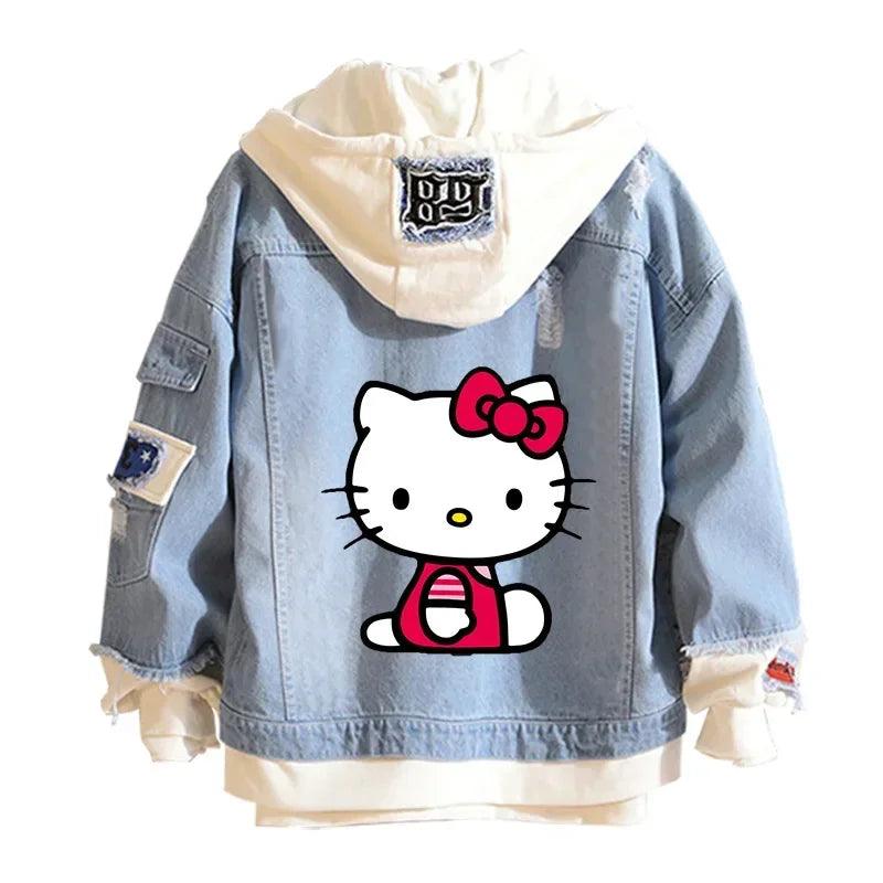 A Hello Kitty High-Quality Anime collectible Denim Bomber Jacket - JVMCL