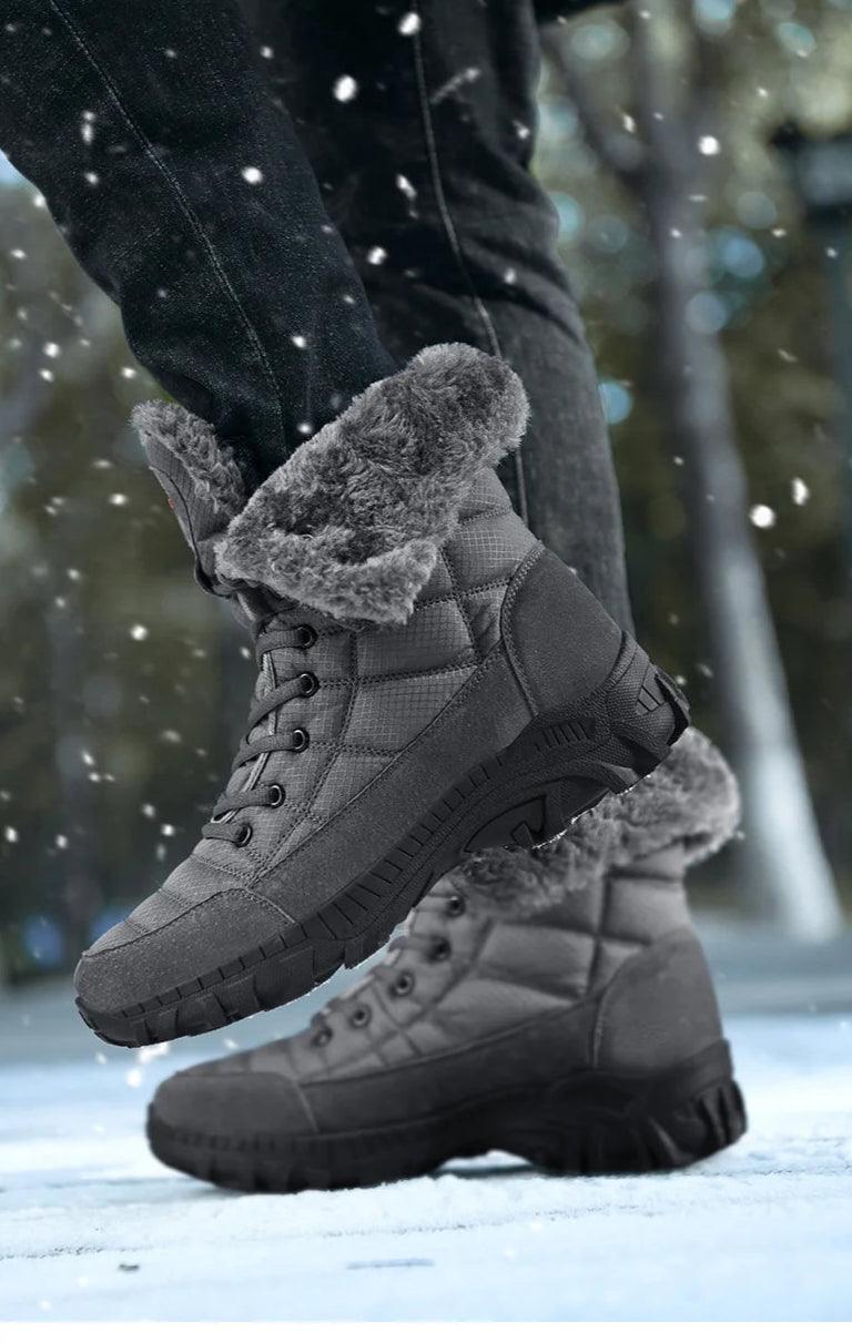 Super Warm Men Hiking Waterproof Leather Winter Snow Boots Sneakers - JVMCL