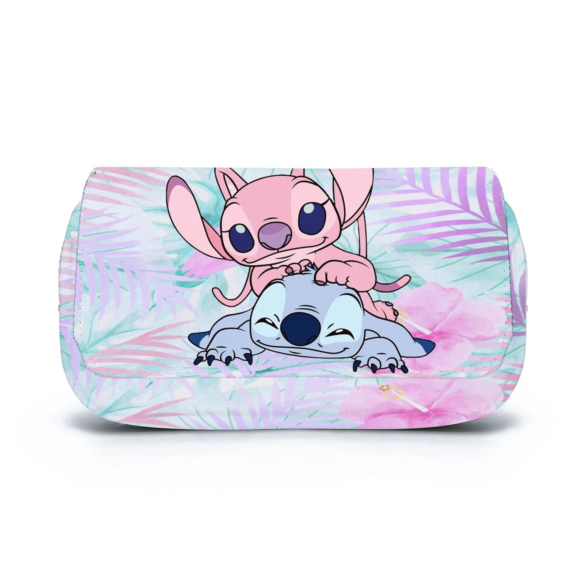 Stitch Fully Printed Flap Pen Bag - Large Capacity Cartoon Students Pencil Case - JVMCL