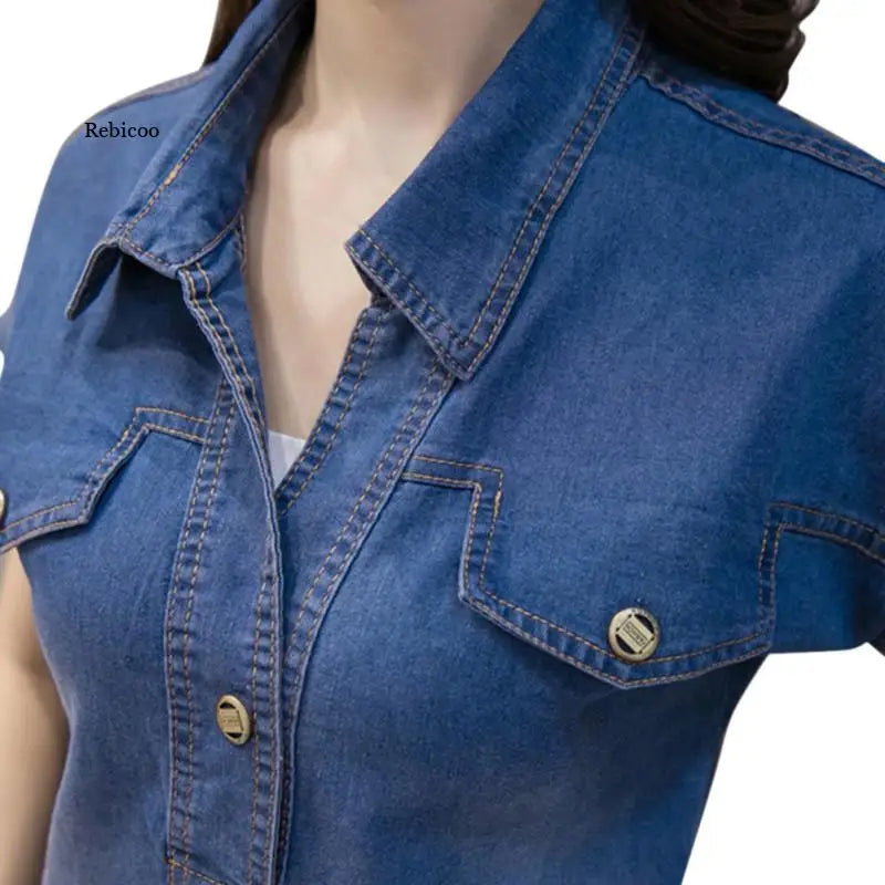 Women's Retro Denim Mini Dress – Elegant & Casual Summer Fashion