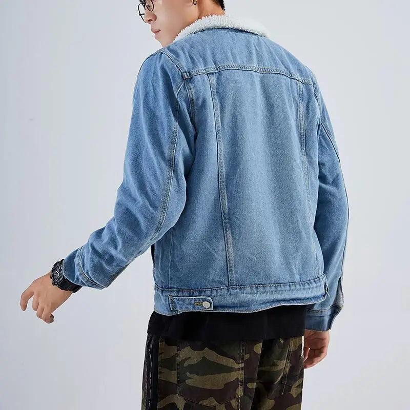 Men's Warm Fleece-Lined Denim Jacket – Winter Casual Slim Windbreaker - JVMCL