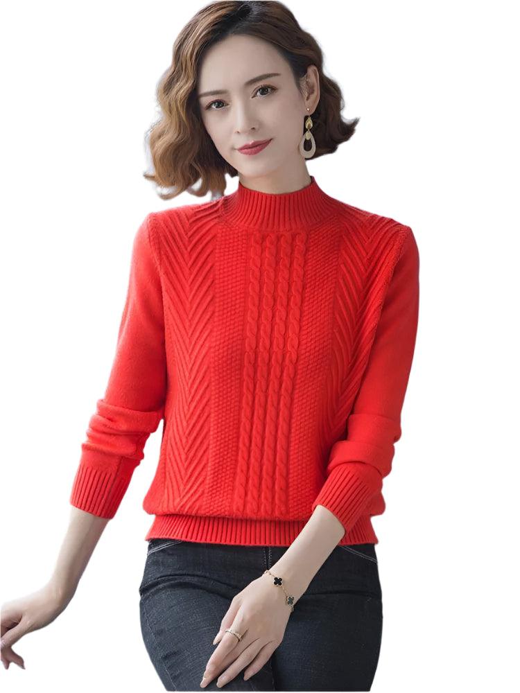 Autumn Winter Half Turtleneck Knitted Slim Long Sleeve Jumper Pullover Sweater - JVMCL