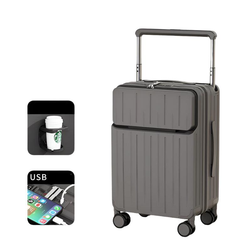 Wide Drawbar Front-Opening Carry-On Luggage & Rolling Suitcase - JVMCL