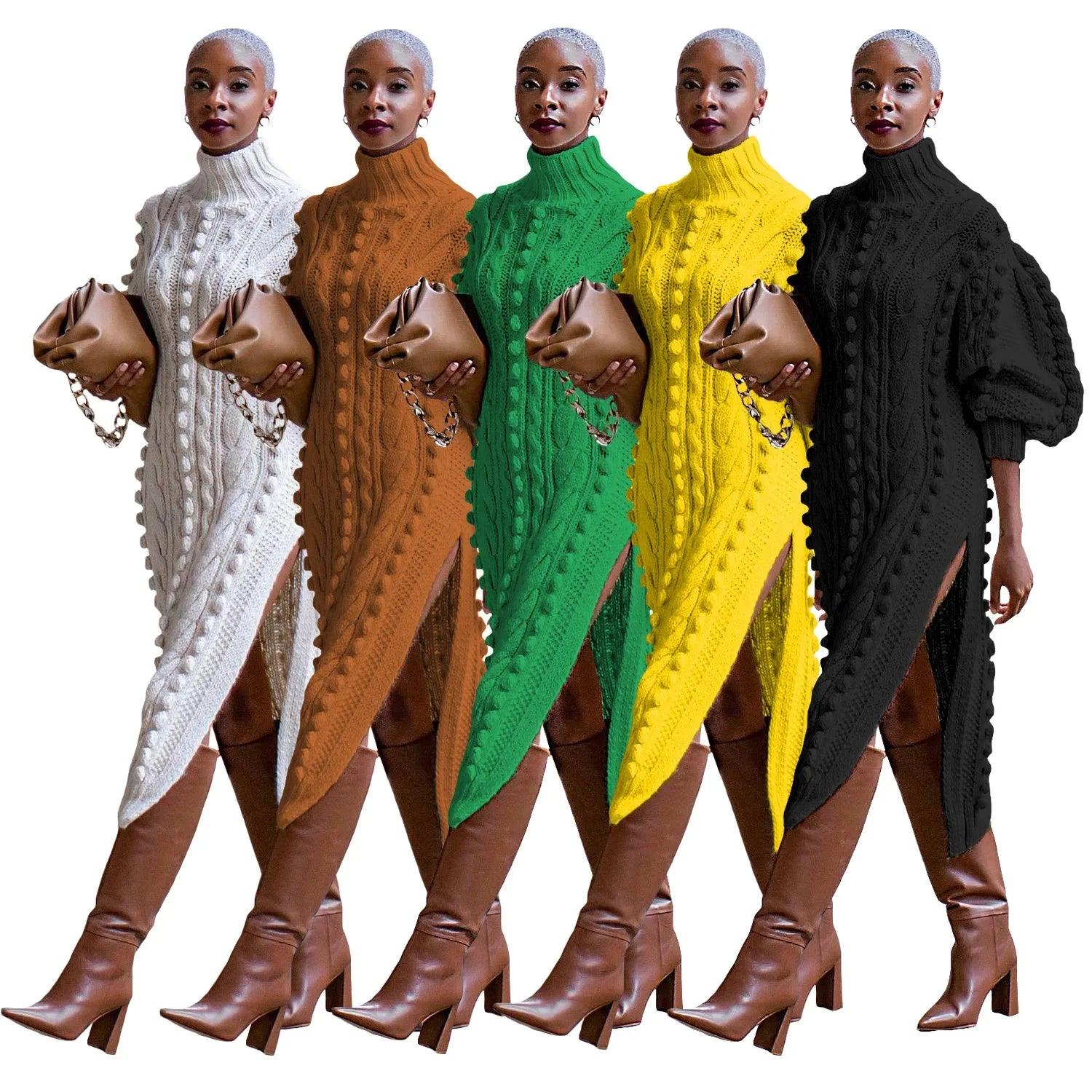 Women Autumn Winter African Knit Dashiki Maxi Dress Collection - JVMCL