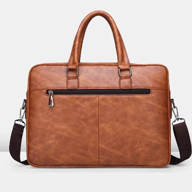 PU Leather Business Briefcase: Handbag, Laptop Folder & Crossbody Messenger Bag - JVMCL