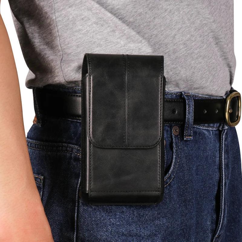 Leather Belt Case – Mobile Phone Waist Bag for iPhone 16, 15, 14, 13, 12 Series