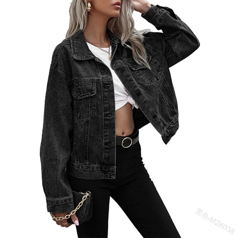 Regular fit Autumn Punk Style Women’s Loose Denim Jacket - Casual Jean Outerwear - JVMCL