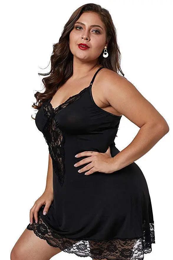 8XL Plus Size Satin Lace Nightgown – Spaghetti Strap Summer Sleepwear for Women - JVMCL