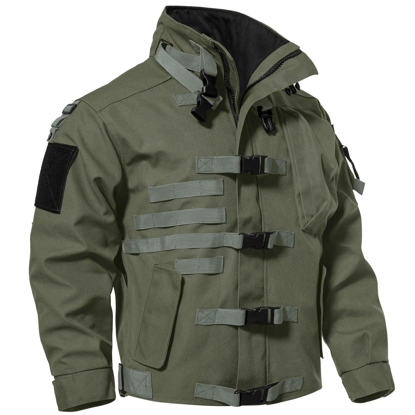 Men's Tactical Cargo Jackets Casual Multi-pocket Wear-resistant Motorcycle Coats - JVMCL