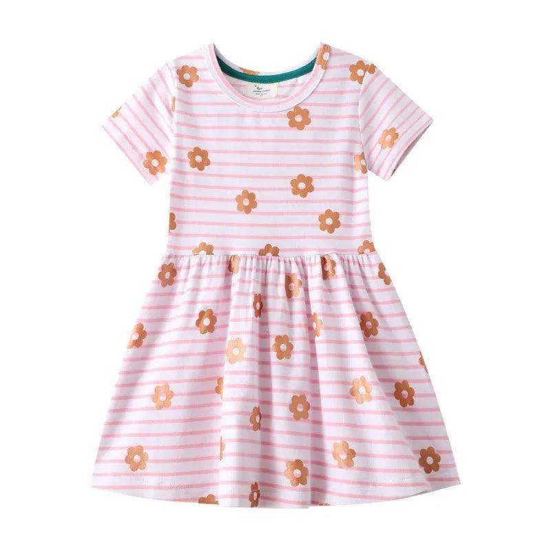 Charming Ladybug Embroidered Girls' Princess Dress –Summer Stripe Frock for Kids - JVMCL