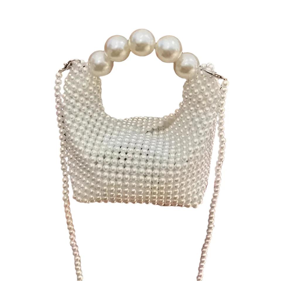 Elegant Women's Beaded Woven Pearl Tote Bag–Evening Parties & Holidays Handbag - JVMCL