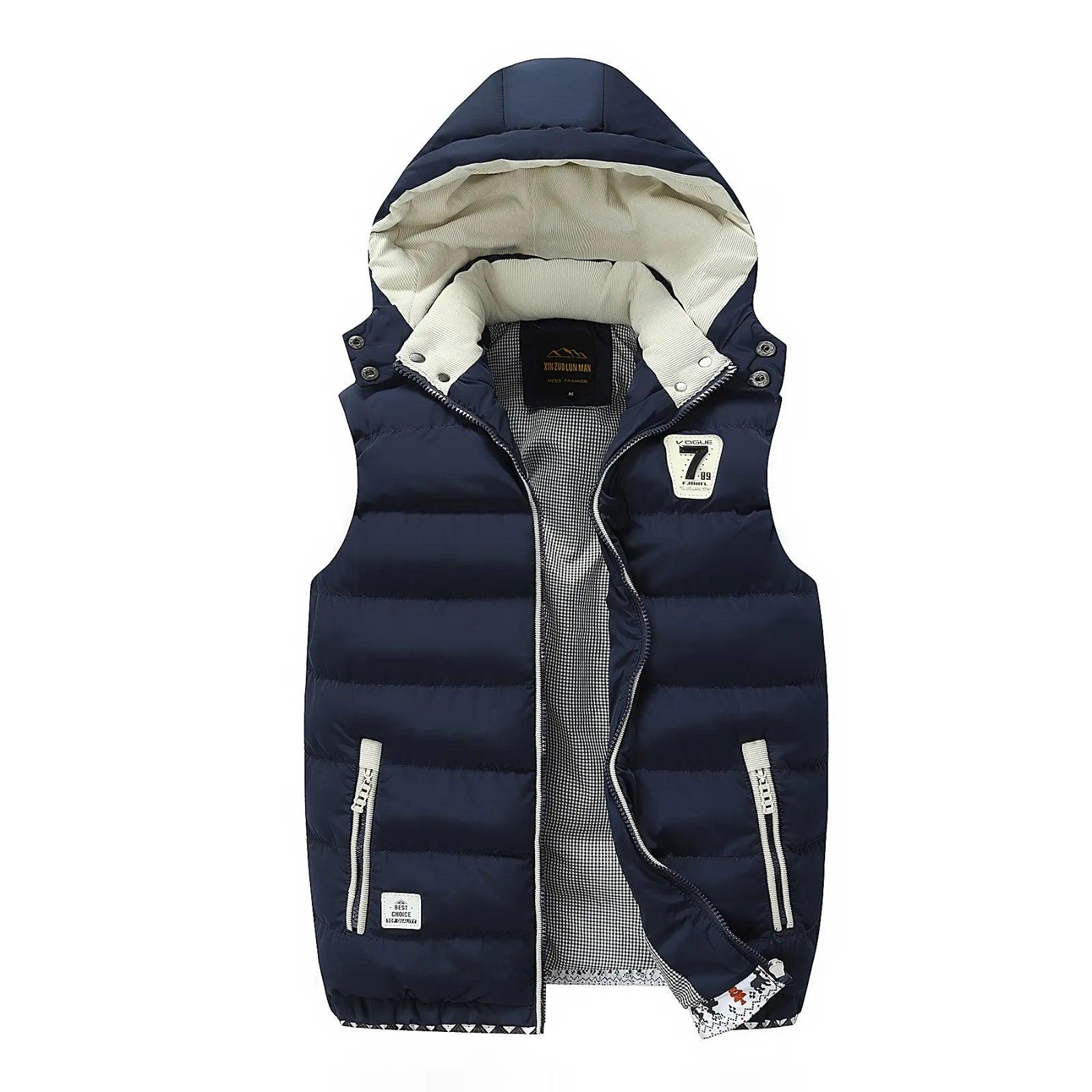 Fashion Comfortable Men's Winter Hooded Vest - Casual Outdoor Cotton-Padded Jacket - JVMCL