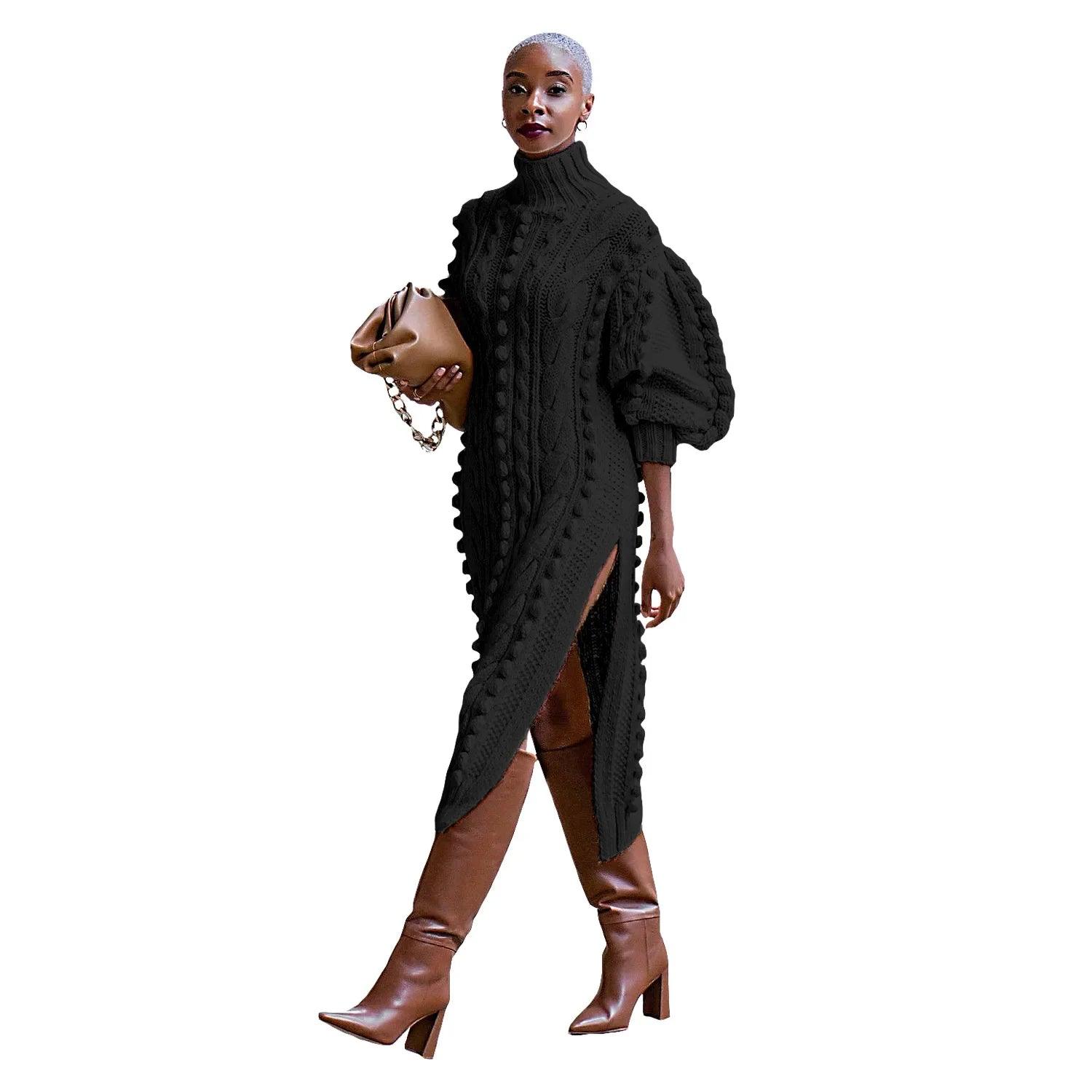 Women Autumn Winter African Knit Dashiki Maxi Dress Collection - JVMCL