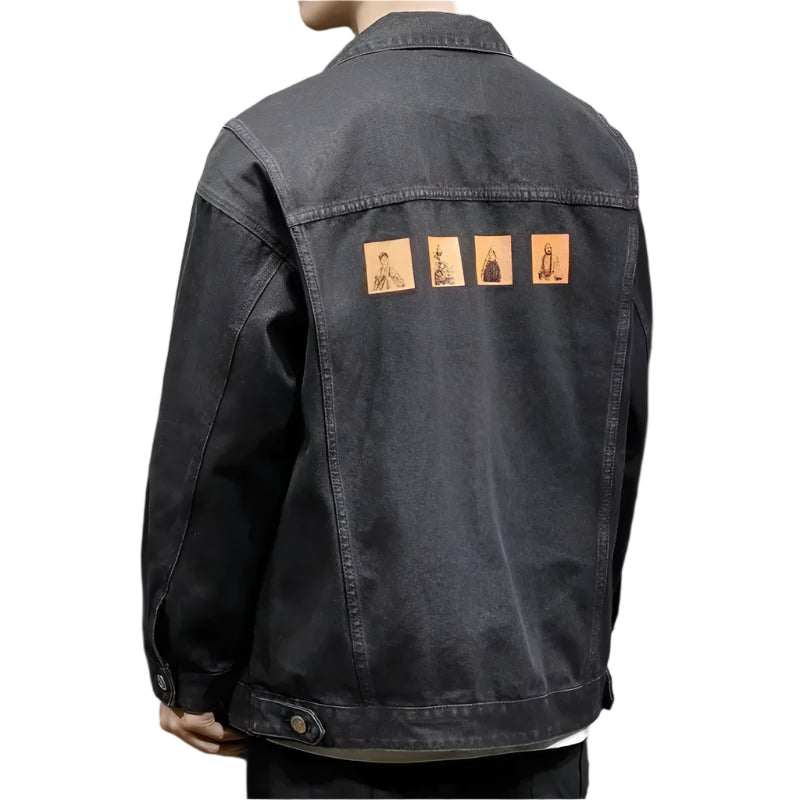 Men’s Trendy Denim Jacket – Slim-Fit Mandarin Collar Outerwear for a Modern Look