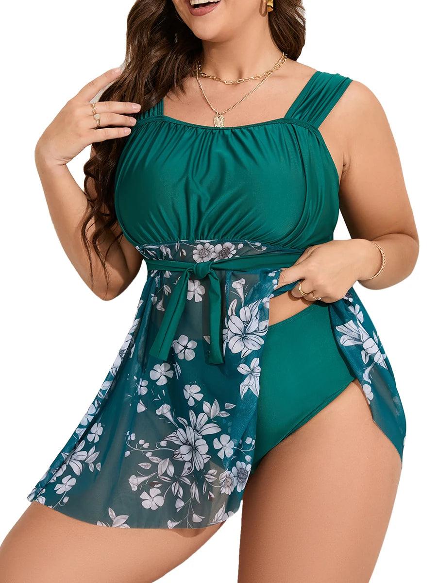 Plus Size Floral Tankini Swimsuit – Stylish & Comfortable Beachwear - JVMCL