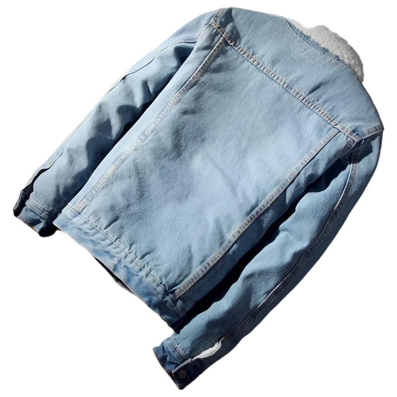 Men's Warm Fleece-Lined Denim Jacket – Winter Casual Slim Windbreaker - JVMCL