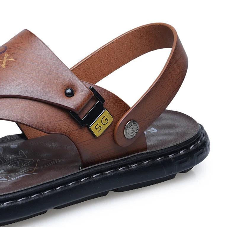 Men's Summer Water Trekking Beach Sandals-Anti-Slip Soft Sole Leather Flip Flops - JVMCL