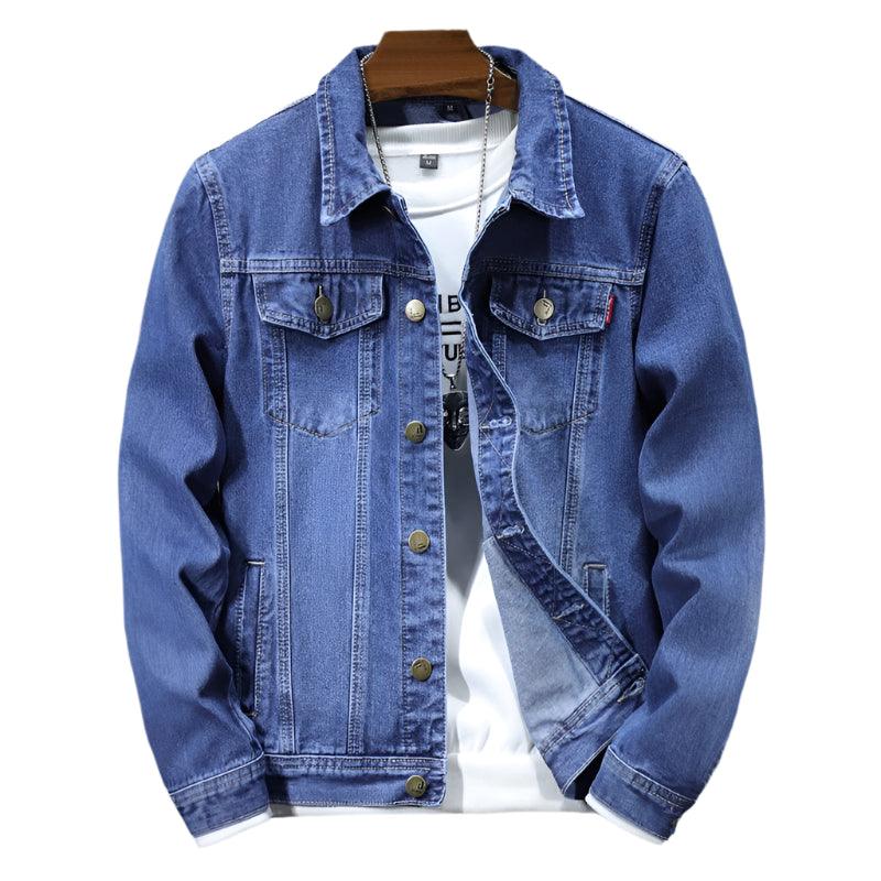 Men's Retro Denim Jacket – Slim Fit Washed Casual Jeans Coat for Spring & Autumn - JVMCL