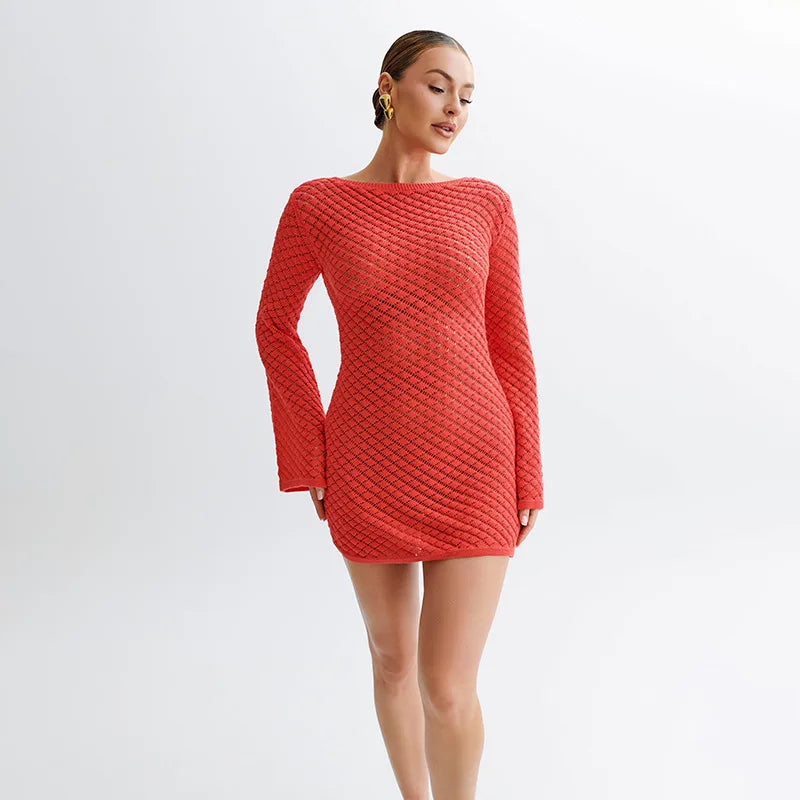 Women’s Sexy Knit Mini Dress – Beach-Ready Backless Vacation Dress