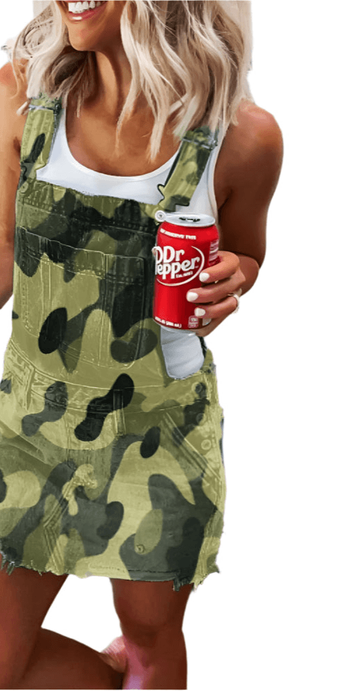 Women's Camouflage Flag Print Denim Overall Dress - JVMCL