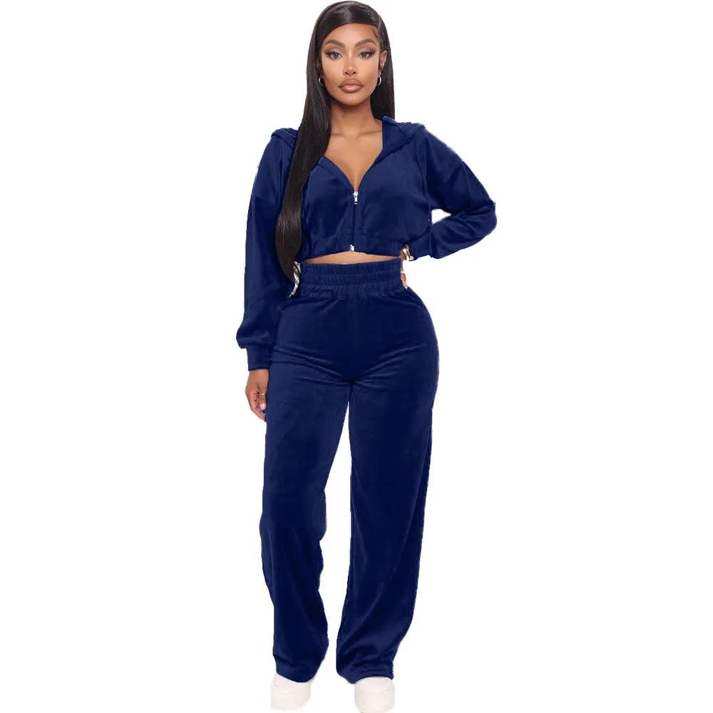 Women's Sport Tracksuit – Velvet Hooded Jacket & Jogger Pants for Fitness & Casual Wear - JVMCL