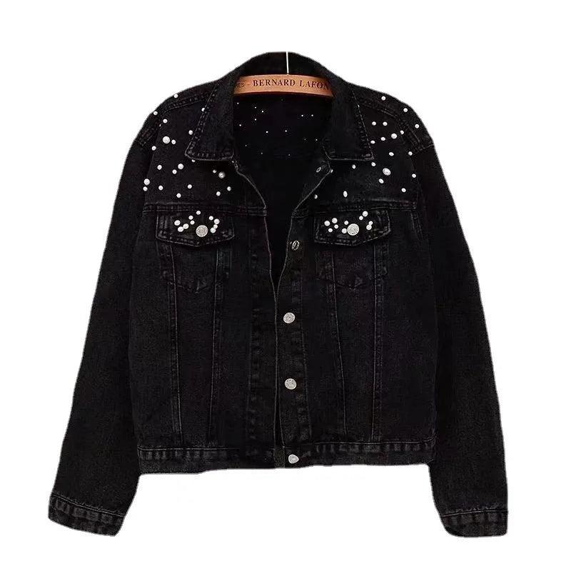 Women's Loose Casual Denim Jacket with Turn-Down Collar - JVMCL