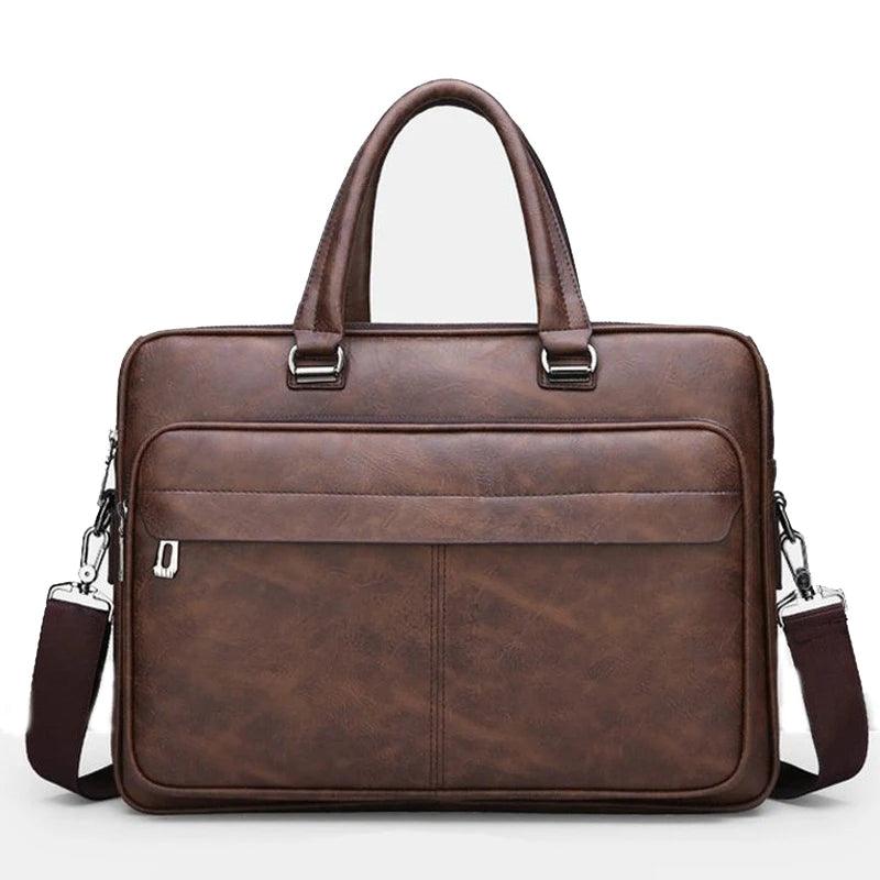 PU Leather Business Briefcase: Handbag, Laptop Folder & Crossbody Messenger Bag - JVMCL