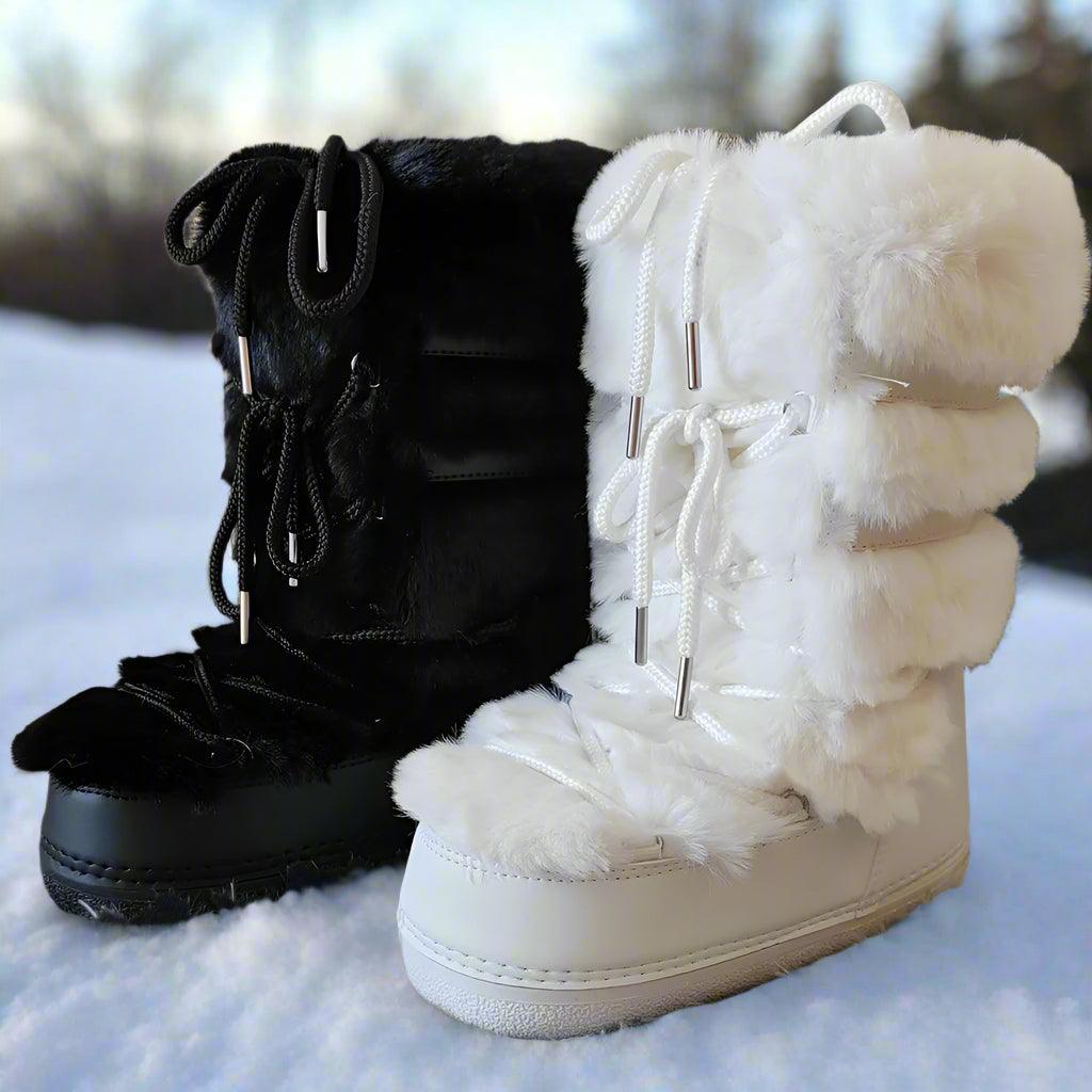 Winter Faux Fur Snow Boots – Fluffy Waterproof Mid-Calf Boots for Women - JVMCL