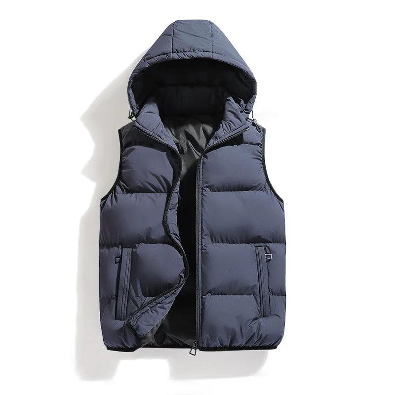 Warm and Stylish Men's Autumn and Winter Thick Hooded Vest with Detachable Hat - JVMCL