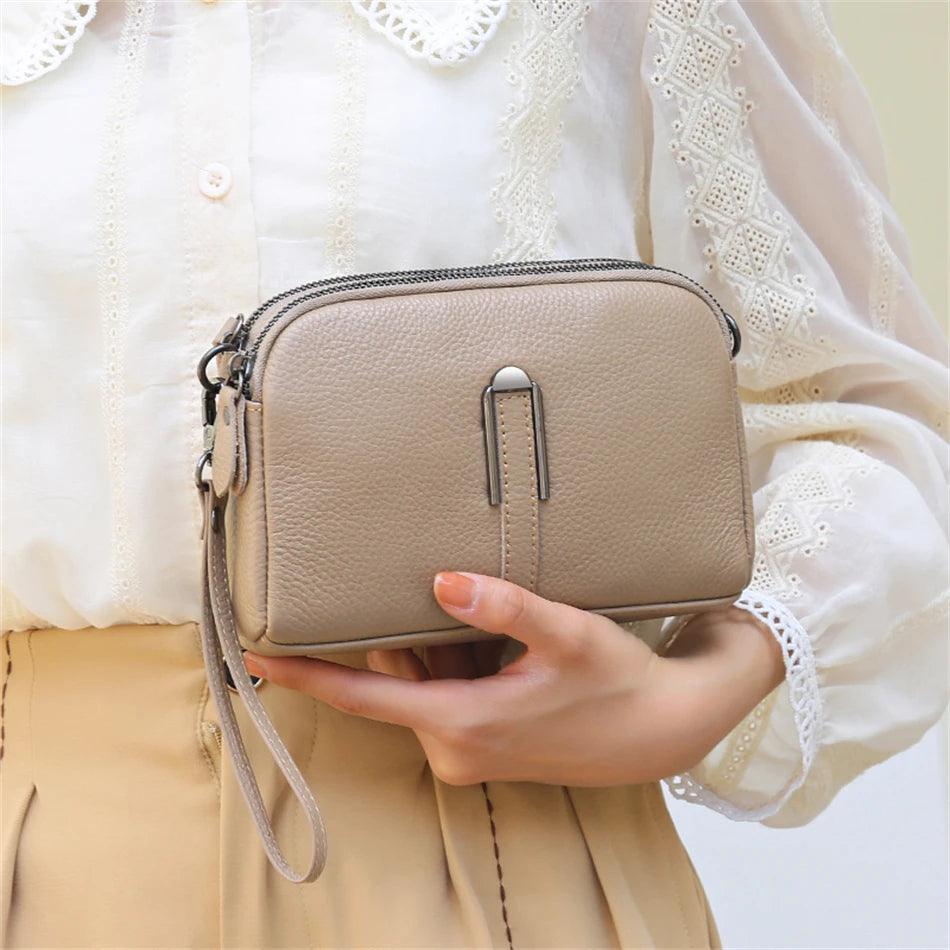 Genuine Leather Women's Luxury Clutch Bag – Elegant and Versatile Shoulder Strap Handbag - JVMCL