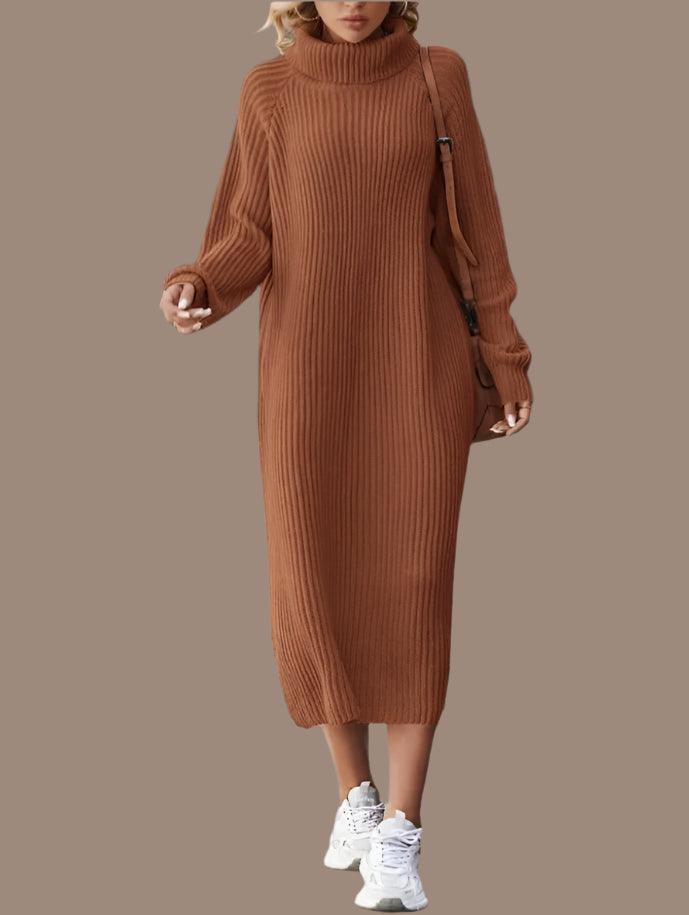 Warm Chic Loose Fit Mini Turtleneck Autumn/WinterLong Sleeve Sweater Dress - JVMCL