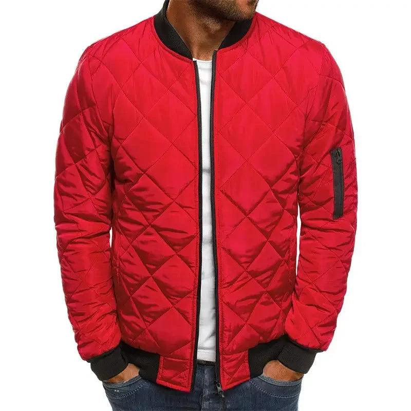 Men's Lightweight Down Jacket – Puffer Winter Coat Stand Collar Quilted Design - JVMCL