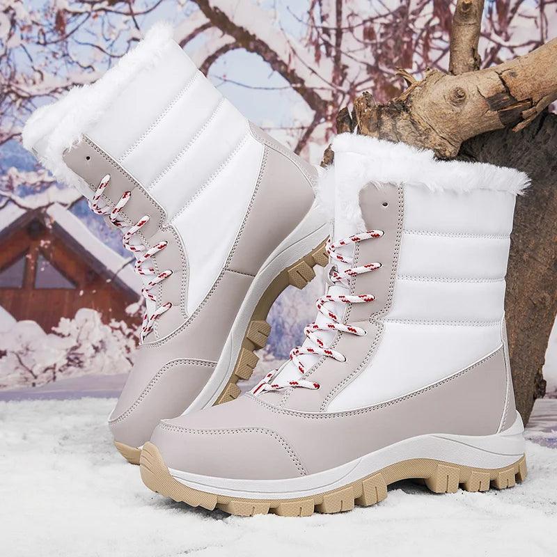 Outdoor Non-slip Women Warm Waterproof Boots Fashion Designer Plush Snow Boots - JVMCL