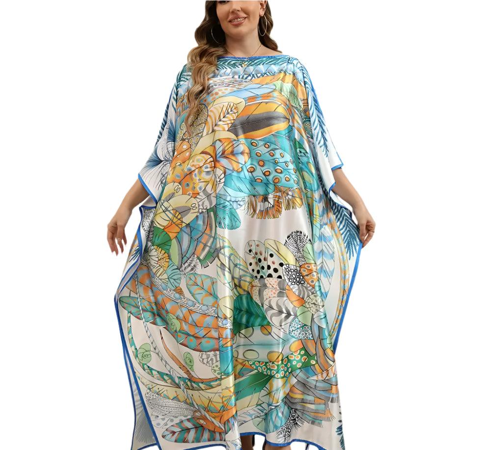 Plus Size Bohemian Nightdress - Silky Beach Robe & Homewear for Women - JVMCL