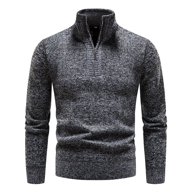 Thick Half-Zip Turtleneck Warm Knitted Pullover Sweater for Winter & Sportswear - JVMCL