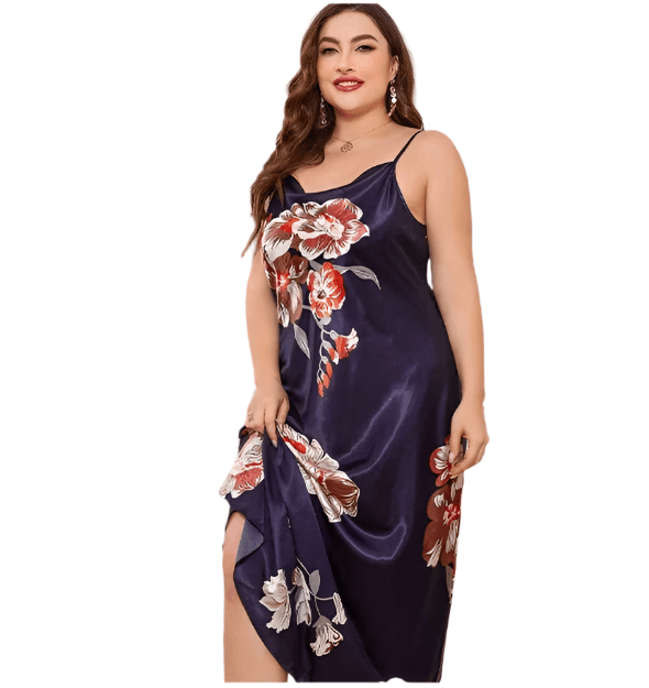 Plus Size Satin Nightgown – XL-5XL Silky Suspender Sleepwear for Women - JVMCL