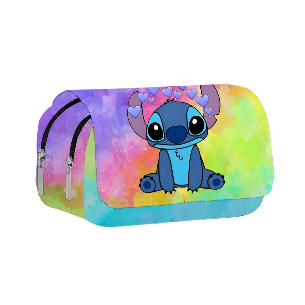 Stitch Fully Printed Flap Pen Bag - Large Capacity Cartoon Students Pencil Case - JVMCL