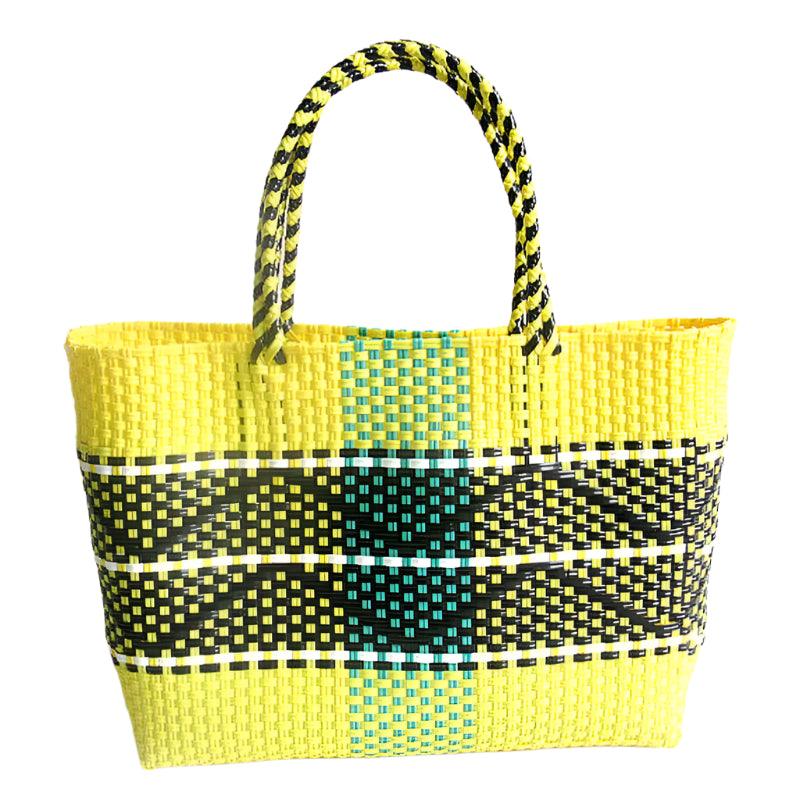 Handmade Plastic Woven Bohemian Tote – Summer Beach Shoulder Bag for Women - JVMCL