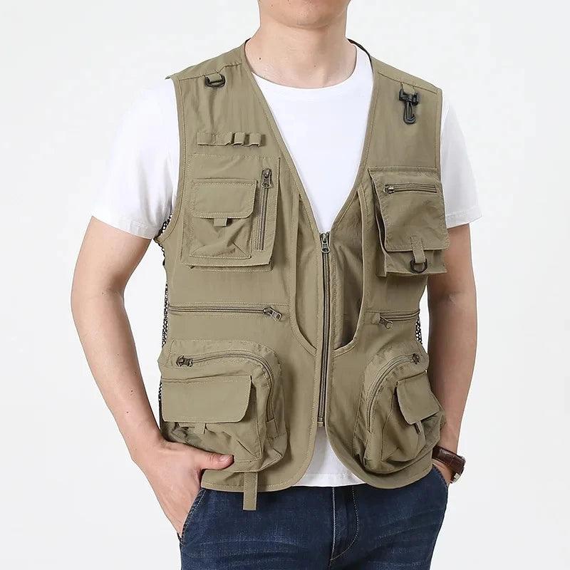 Men Outdoor Multi-Pocket Photography Fishing Waistcoat Vest Jacket - JVMCL