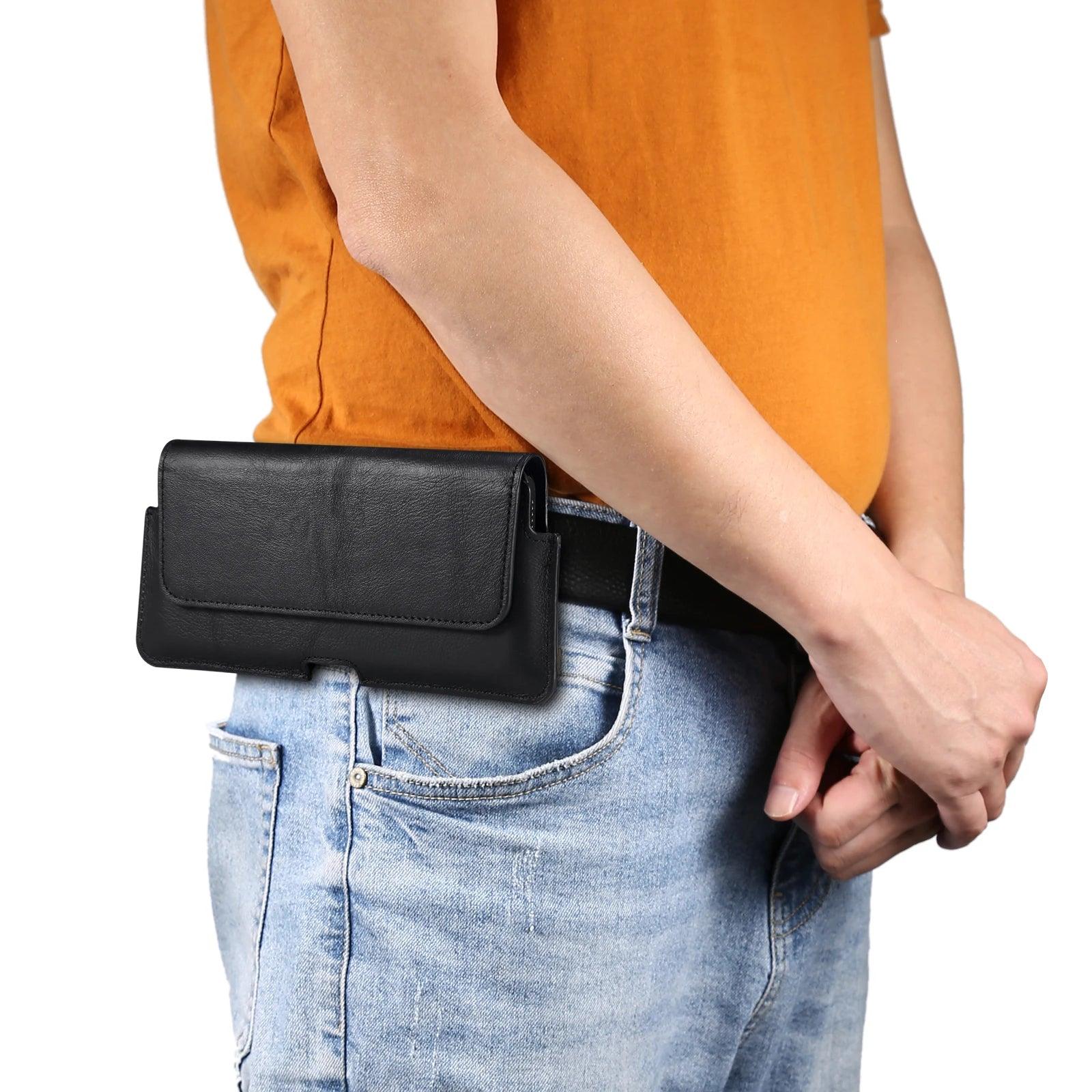 Genuine Leather Universal Waist Business Belt Pouch for 5.5"-7.2" Smartphones